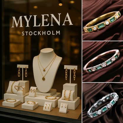 Livia | Vintage Grön Inlagd Zirkonia Guld Ring