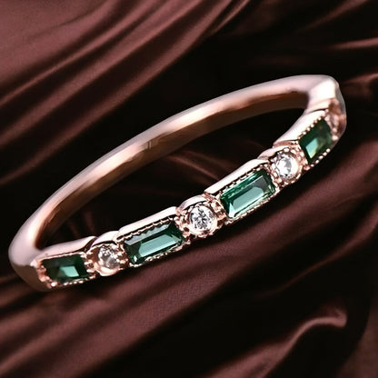 Livia | Vintage Grön Inlagd Zirkonia Guld Ring