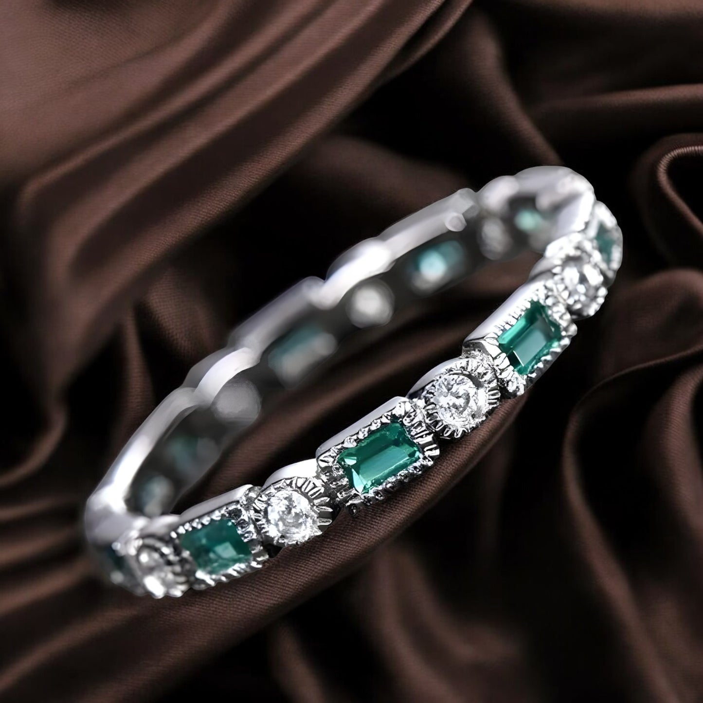 Livia | Vintage Grön Inlagd Zirkonia Guld Ring